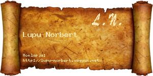 Lupu Norbert névjegykártya